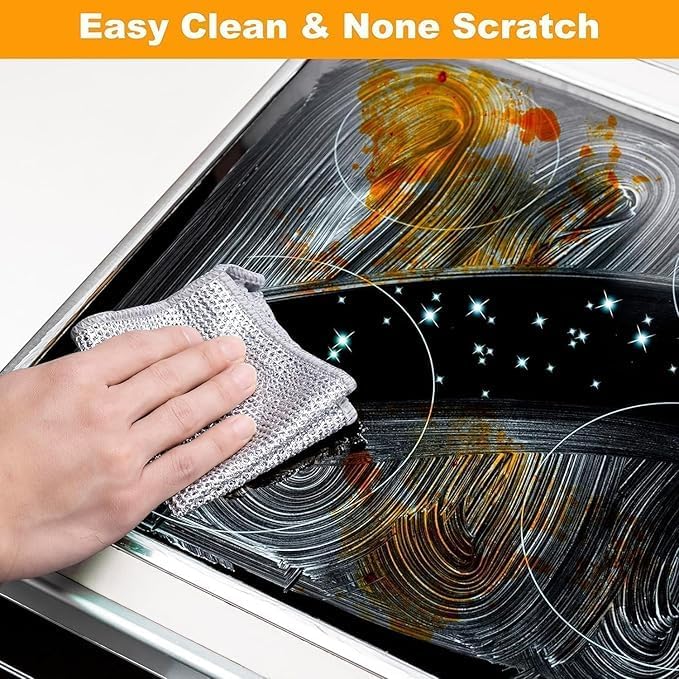 Multipurpose Wire Dishwashing Rags for Wet and Dry, Non-Scratch Wire Dishcloth Reusable Dishwashing Rags Premium Scrubbing Pads Sponge Clean for Home Kitchen Cooktop (Pack of 10)