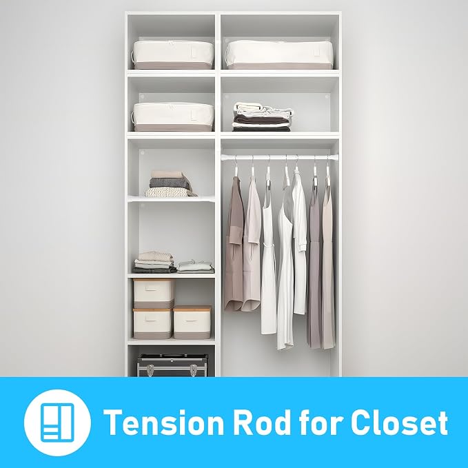 MEXAU 4 Pack White Tension Rod 18 To 26 Inch Adjustable Spring Tension Curtain Rods No Drilling Short Curtain Rod Extendable Small Spring Tension Rod for Closet Cupboard Bars Refrigerator