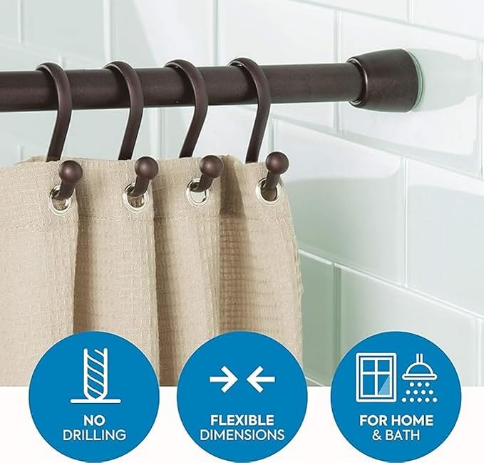 iDesign Cameo Metal Tension Rod, Adjustable Customizable Curtain Rod for Bathtub, Shower Stall, Closet, Doorway, 43-75 Inches,Dark Bronze | For Bathtub, Shower Stall, Closet