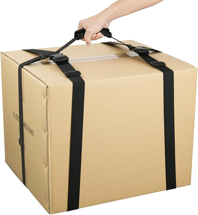 Moving Bags Carrying Strap with Handle, Heavy Duty Moving Boxes Lashing Strap Holder, Adjustable Belt Cross Style Carry Straps for Safely Moving and Lifting Heavy Boxes, Storage Totes, Groceries