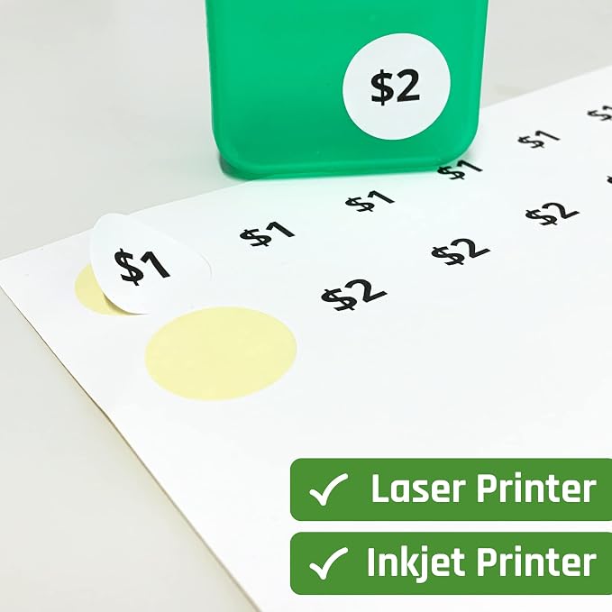 1.5 inch Round Labels Printable Circle Stickers - 8.5" x 11", 30 Sheets | Laser/Inkjet Printing, comes with Print Templates