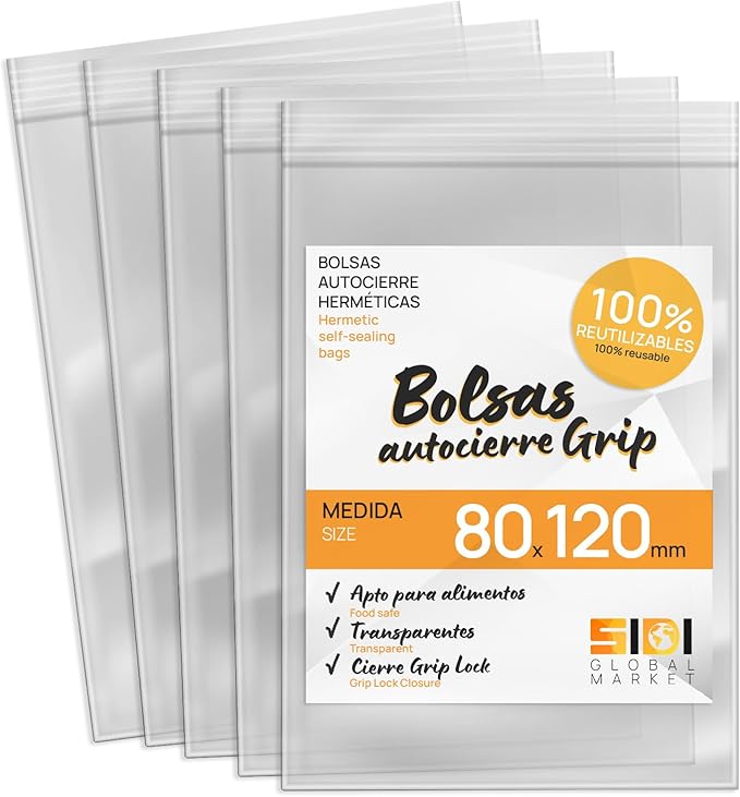 Transparent Plastic Food Freezer Bags, Self-Seal Bags for Birthday, Gift, Treats, Travel, Organizer, Vacuum Container, Food Holder – SIDI (80 x 120 mm, 1000 Units)