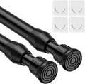 MEXAU 2pack Tension Curtain Rod 27 to 38 Inch, Black Spring Tension Rods Curtain Rods Adjustable Spring Rod Extendable Tension Rod for Kitchen