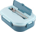 POCREATION Stainless Steel Lunch, Stainless Sel Luh 4 Compartment Leakproof Container, Stainless Sel With Spoons & Chopsticks, Portable 51 With Soup Bowl – Blue