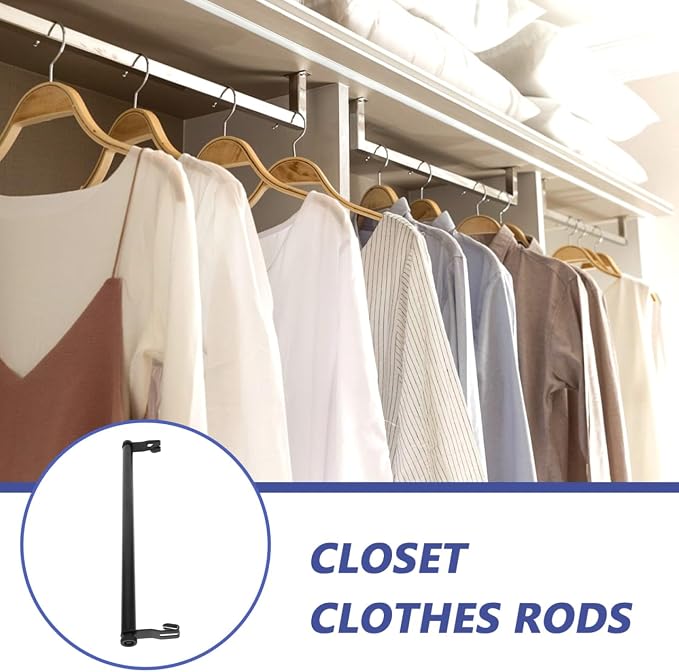 Luxshiny Closet Rod Heavy Duty Clothes Drying Rack for Wire Shelving Hanging Bar for Wardrobe Storage Indoor Laundry Room Use No-Drill Installation 16.53 X 2.83 X 0.86 in