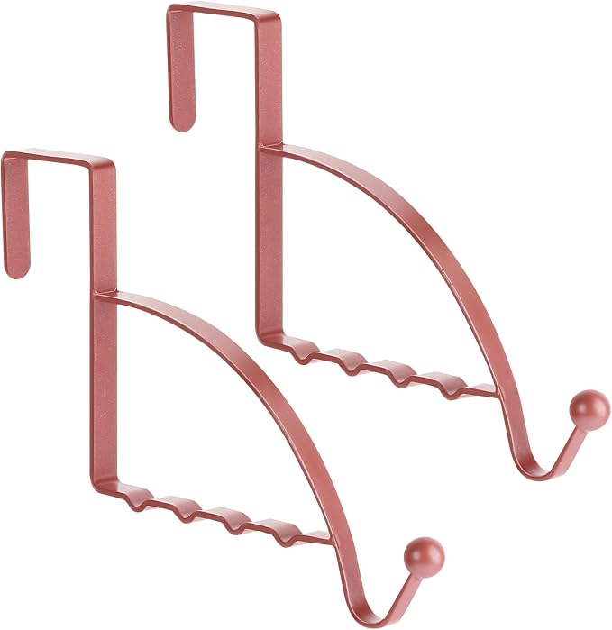 Hotop 2 Pcs Over The Door Hooks Over Door Hanger Sturdy Valet Hooks Mounted Hanging Storage Organizer Rack for Clothes Coats Towels Hats Scarves Purses(Rose Gold)