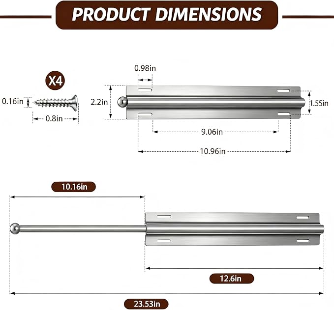 12 Inch Valet Rod for Closet Pull Out, Clothing Organizer (Silver, 1 Pack) | Stainless Steel, Holds Up to 30 Lbs, Resistant to Deformation, Fading & Rust, Easy to Install, Hidden and Space-Saving