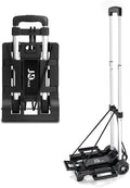 Folding Hand Truck 70 lbs，Small Dolly with 2 Wheels，Folding Luggage cart， Lightweight Aluminum Foldable Luggage Cart，for Airport,Travel,Moving and Office Use (Silver-Aluminum)