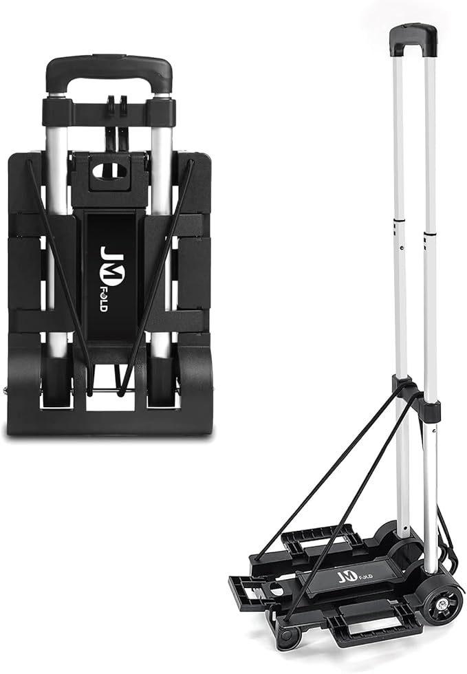 Folding Hand Truck 70 lbs，Small Dolly with 2 Wheels，Folding Luggage cart， Lightweight Aluminum Foldable Luggage Cart，for Airport,Travel,Moving and Office Use (Silver-Aluminum)
