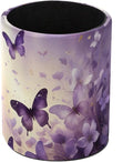 Leather Pen Holder for Desk, Butterfly Floral Pencil Cup Pen Organizer Makeup Brush Holder for Office Home Kids Countertop Desk Accessory Storage