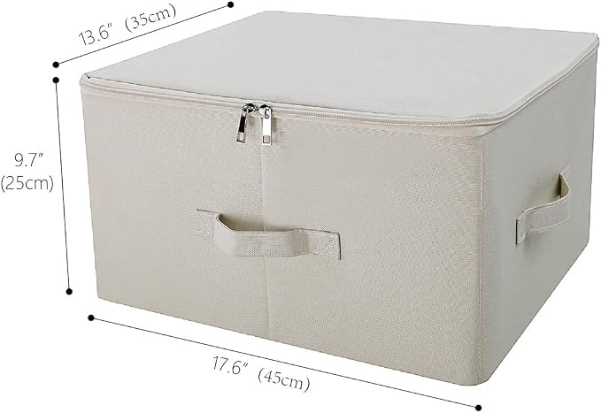 Sturdy Fabric Storage Bins with Lid, Shelves Clothes Storage Cubes,Set of 2 | versatile storage for seasonal clothes/ blankets/duvets, folding Space-Saving Design,3-side opening, Removable bottom board