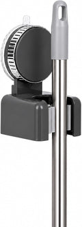 Suction Cup Mop and Broom Holder Wall Mount, No Drill Rotating Mop Gripper and Broom Hanger, Single Slot Cleaning Tool Holder for Bathroom, Kitchen, Laundry Room, Gray