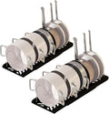 Pot Rack -Expandable Pan Organizer for Cabinet,Pot Lid Holder with 7 Adjustable Compartment for Kitchen Cabinet Cookware Baking Frying Rack,2Pack,Black