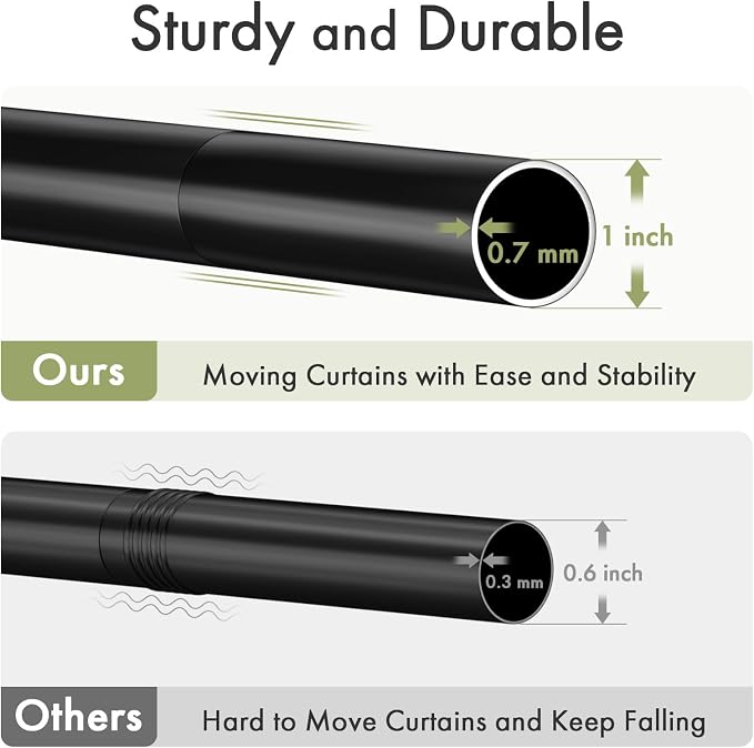 AmazerBath Spring Tension Shower Curtain Rod, 31-75 Inches Heavy Duty Tension Rod Rust Proof Bathroom Curtain Rod, Adjustable No Drill Easy Segmented Installation, Black