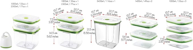 FOSA Reusable Extra Large Vacuum Seal Container - 116.6 oz Food Storage Container (Vacuum Pump Not Included)