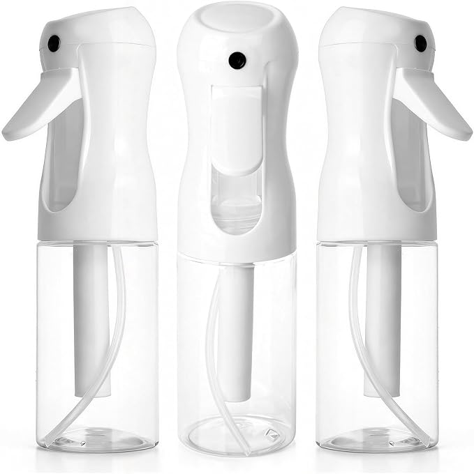 3Pcs Continuous Spray Bottles For Hair,Ultra Fine Mister for Hair Styling, Plants, Cleaning, Salon, Misting & Skin Care (200ml Clear*3)