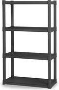 Sterilite 4 Shelf Unit, Heavy-Duty Shelving Storage and Utility Rack - Standing Plastic Organizer Shelves for Kitchen, Bathroom, and Garage | Plastic Shelves for Storage, Plastic Storage Shelf, Garage Shelving
