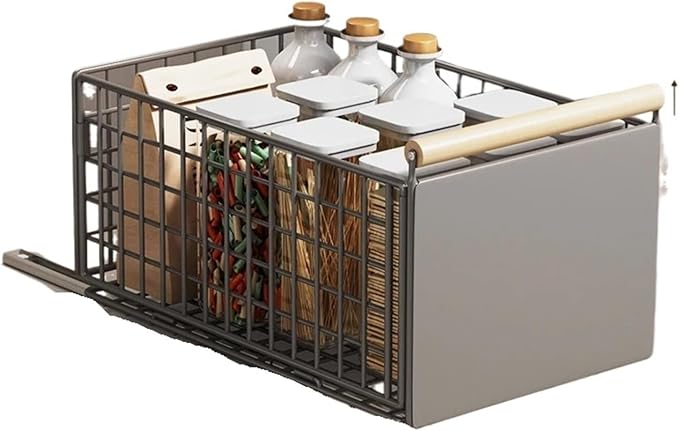 Retractable Kitchen Cabinet Pull-Out Basket - Foldable Adjustable Slide Drawer For Dish & Sink Storage Organization(Large)