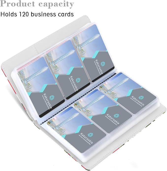 Floral Business Card Book Holder Organizer for Women, 240 Card Capacity, Stylish Name Card and Credit Card Holder for Professionals (Strawberry)