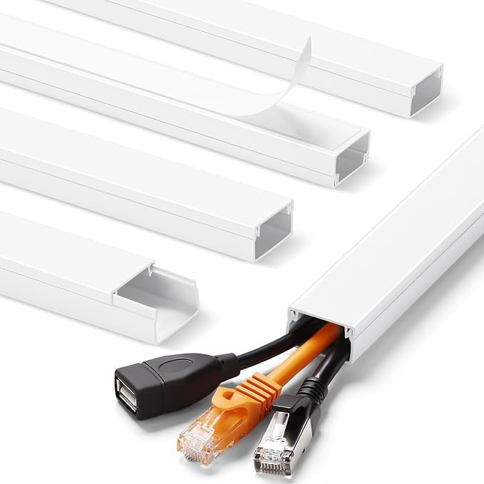 ZhiYo Cord Hider 71in(5 x L14in), Cord Covers for Wires on Wall, Cable Hider for Wall Mounted TV, Wire Cover for 2-4 Cords, Paintable Wire Concealer, Easy Cable Management, W0.95in H0.55in, White