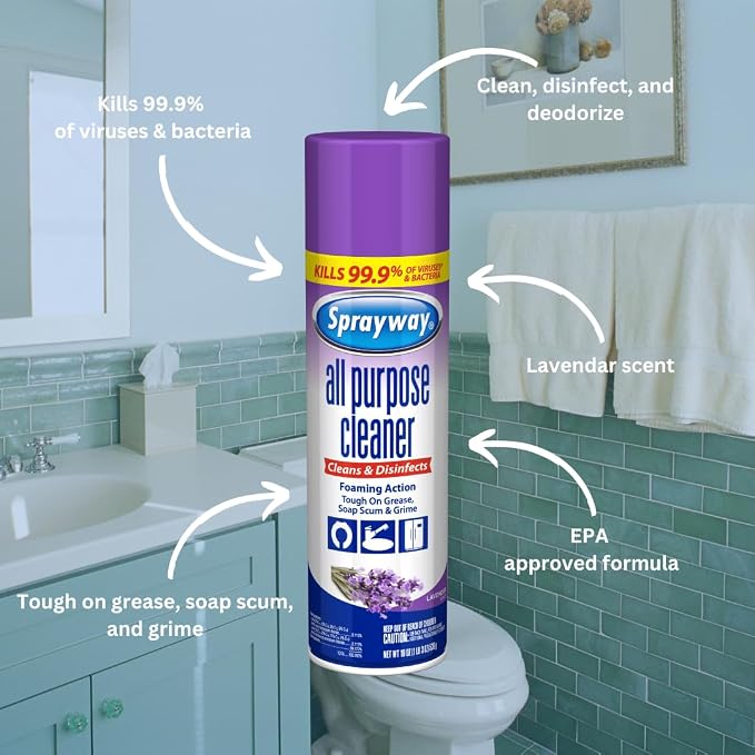 Sprayway All Purpose Cleaner Foaming Spray | Lavender Scent | 19oz | 1 Pack