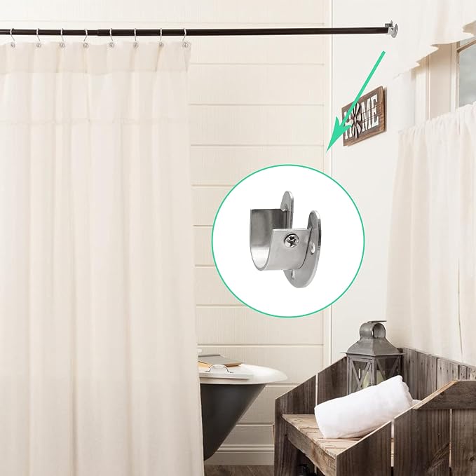 Stainless Steel Closet Rod End Supports, 1-1/3 Inch, Silver | 2 Packs, Wardrobe Bracket, Heavy Duty, U-Shaped with Screws