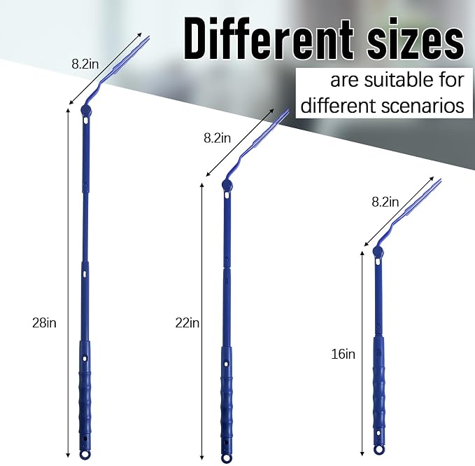 Colingmill 4 Pcs 3 ft Replacement Handles Compatible with Duster Refills, Long Extended Handle Only, Adjustable Length for Ceiling Fans, Blinds, Shelves, Windows, Foldable & Extendable (Blue)
