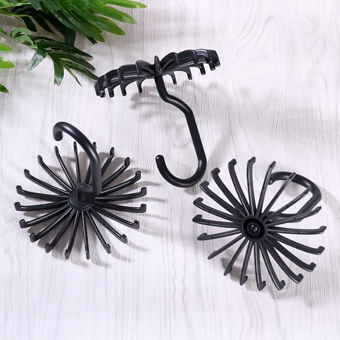 Garneck 4 Pcs Rotating Tie Rack for Closet Necktie Storage and Belt Hanger Organizer Hanging Wardrobe Storage Solution for Scarves Space Saving Accessory Holder