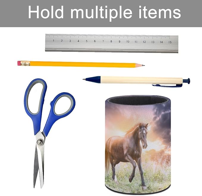 Horse Pen Holder Pencil Cup for Desk Organizer | Cute Makeup Brush Holder PU Multifunctional Office Suppliesfor Decor Home Classroom School