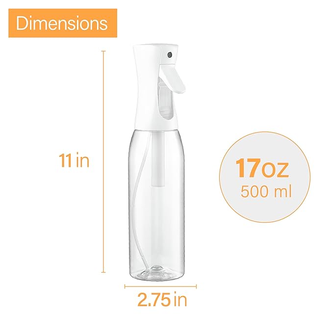 SUPER+ 2 pack continuous spray bottle for hair - 17 OZ Ultra Fine Mist Sprayer | water spray bottle for hair mister spray bottle | hair spray bottles For Hairstyling, Cleaning, Salons (2pk 17oz)