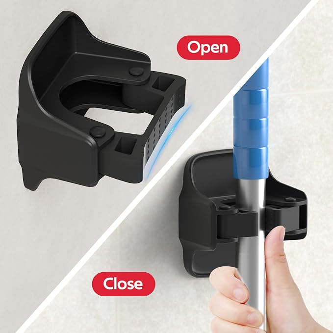 reliahom Broom Holder Wall Mount Mop Grippers organizer wall hanging,10Pack | No Drilling Self Adhesive Easy install Anti-Slip Mop Broom Hanger Storage Rack for Kitchen,Laundry Room,Garden,Garage