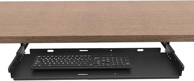Sliding Keyboard Tray Under Desk, Pull-Out Keyboard and Mouse Tray, 27 x 9.8 inches Large Platform Slide-Out Computer Drawer for Typing, Metal, Black
