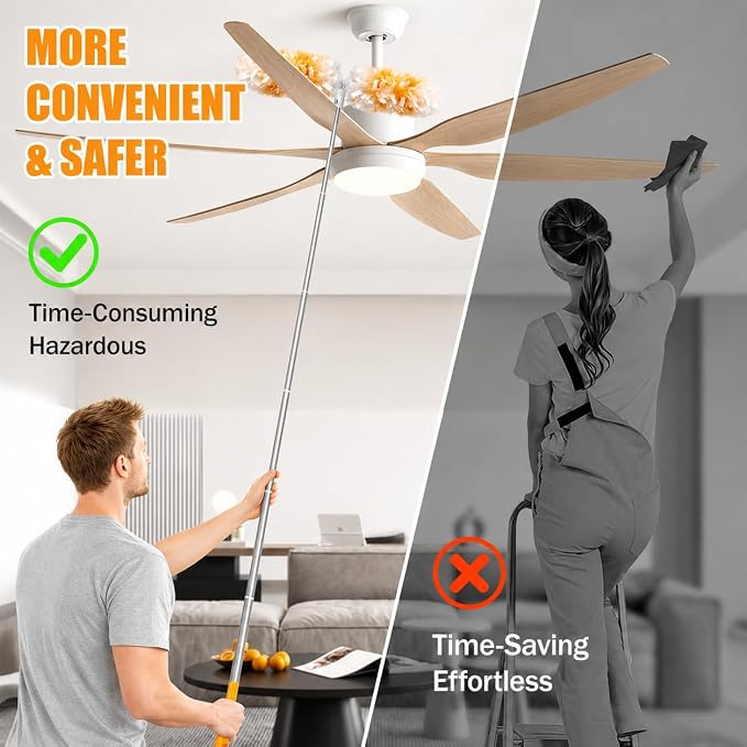 Gelibo 6ft Extendable Duster Handle with 20 Refills,Compatible with Swiffer,360°Rotating Ceiling Fan Dusters with Lock,Heavy Duty Microfiber Dusting Pads for Home Cleaning,Blinds,Hard-to-Reach Areas