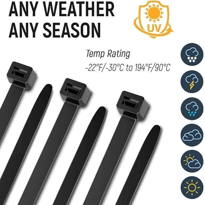 ALBO Black Zip Ties 20 Inch Plastic Cable Ties 100 Pack Tie Wraps Heavy Duty 200lb UV Resistant Nylon Wire Ties