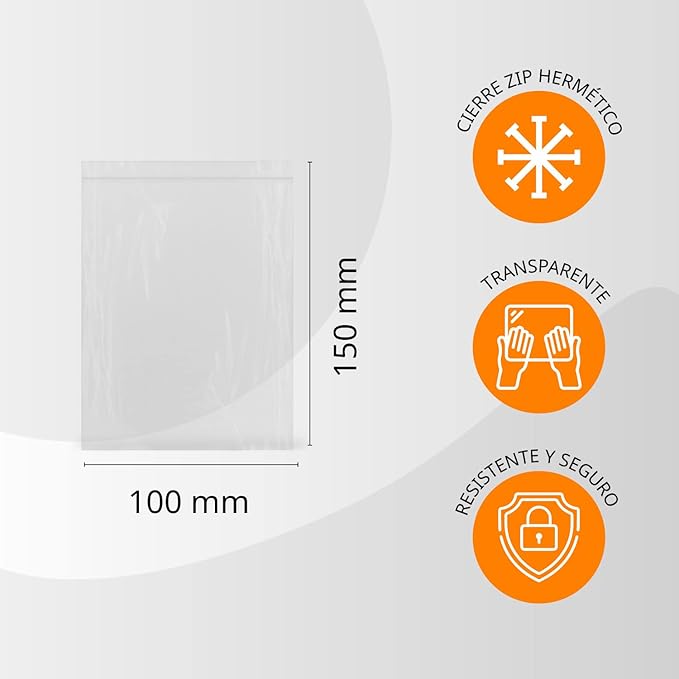 1000 x 150 mm Clear Plastic Seal Bags Ideal for Freezing Food, Document Storage, Reusable and Storage Bags - Ophituria