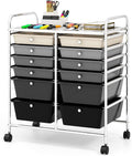 BECOMFORT 12-Drawer Rolling Cart with Drawers, Storage Cart on Wheels, Teacher Classroom Organizers with Metal Frame, Mobile Craft Cart, Trolley Utility Cart for School Office Play Room