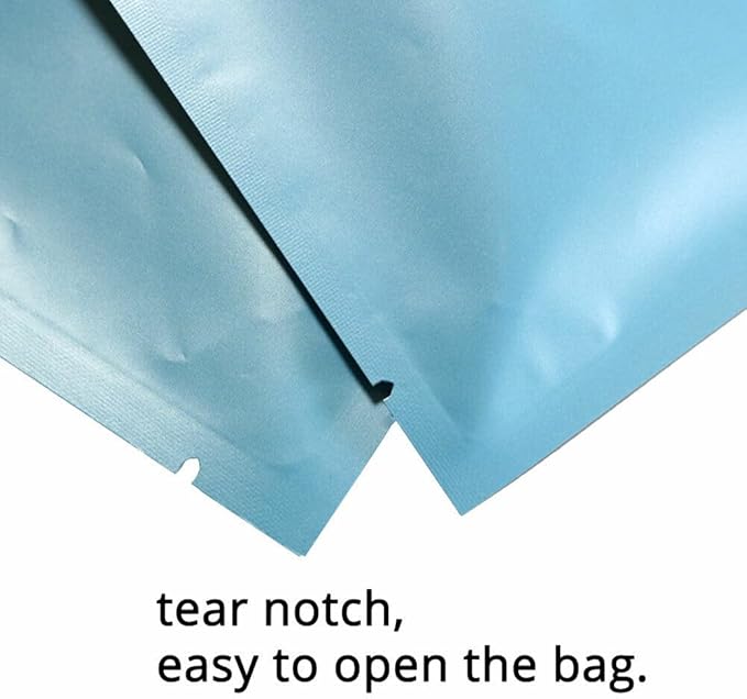 100PCS Customized Resealable Sample Bag Foil Packaging Bag Smell-proof Heat Seal Pouch for Small Business (Blue Glossy, 7 * 10CM/2.8"*3.9")
