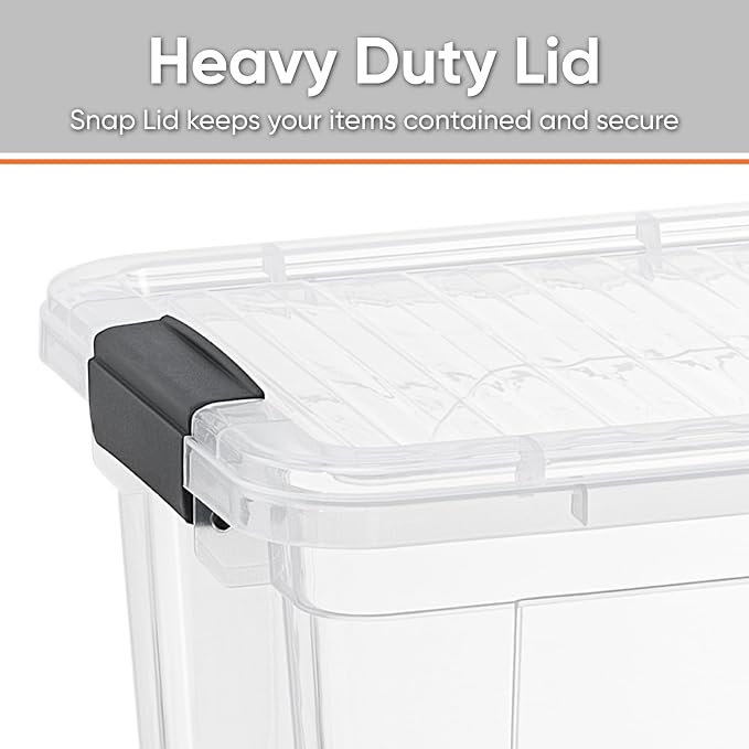 Superio Clear Storage Box with Lid, 49 Quart Plastic Container Bins for Organizing, Stackable Crates, BPA Free, Non Toxic, Odor Free, Organizers for Home, Office, School, and Dorm