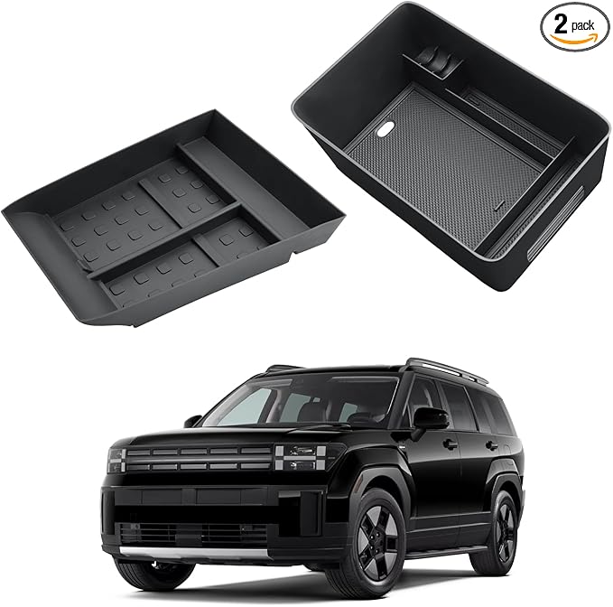 2026 Santa Fe Center Console Organizer - Center Console Organizer Tray + TPE Console Lower Organizer Tray For 2024-2026 Hyundai Santa Fe(SE/SEL/XRT/Limited/Calligraphy)/Santa Fe Hybrid Accessories