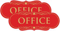 All Quality Designer Office Sign | Easy Installation - Red/Gold - Large (2 Pack)