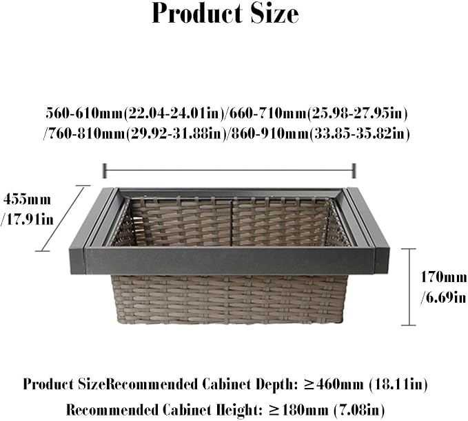 Pull-out Clothes Storage Basket,Stackable Shelf Baskets Organizer,Stackable Storage Bins,for Wardrobe and Closet Drawer in Bedroom Office(Black,25.98-27.95in)