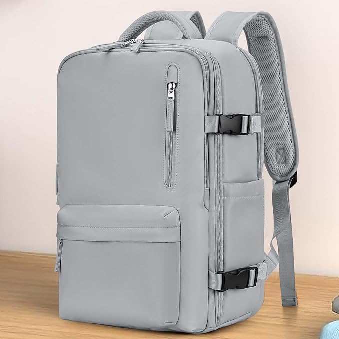 WONHOX Large Travel Backpack Women, Carry On Backpack,Backpack Waterproof Outdoor Sports Rucksack Casual Daypack, Grey