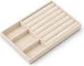 Jewelry Box Insert Organizer for Drawer, Stackable Trays Velvet Jewelry Drawer Inserts, Ring Earring Stud Necklace Holder Display Storage Case(Beige, 8.3 x 4.9in)