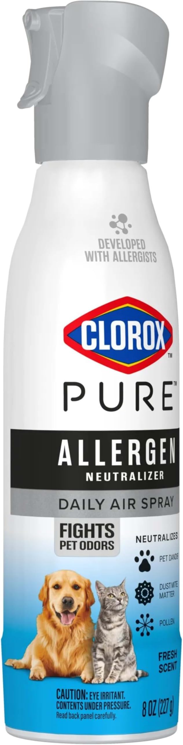 Clorox PURE Allergen Neutralizer Daily Air Spray, Fights Pet Odors, Fresh Scent, 8 Ounces (Pack of 2)