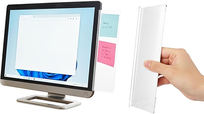 Computer Monitor Memo Board 2 Pack Sticky Note Holder, Semi-Transparent Flexible PVC, Monitor Adhesive Message Boards, Desk Accessories & Workspace Organizers, 12" L x 3" W, Non-Acrylic