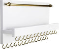 SANY DAYO HOME 27 Hooks Wall Mounted Necklace Holder 14 x 6 inch Hanging Rustic Wooden Jewelry Organizer with Removable Bracelet Rod and Shelf for Kids, Girls, Women - Ivory White