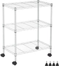 Wire Shelving 32" H x 23W x 13D Storage Shelf with Wheels Adjustable 3 Tier Metal Shelves Unit for Small Places Kitchen Storage Rack Shelf Organizer, 450Lbs Capacity, Chrome