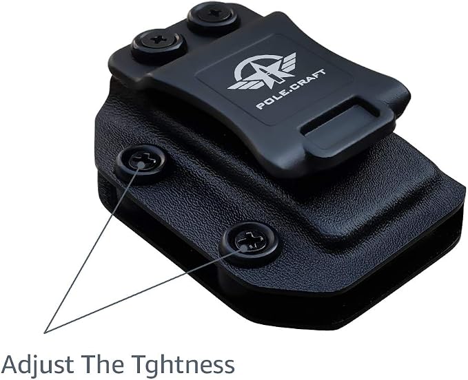 POLE.CRAFT IWB/OWB Magazine Holster Kydex - Mag Carrier Fits: 9mm .40 Double Stack / 9mm .40 Single Stack - P365 1911 Glock 19 19X 17 26 27 28 43 22 23 25 26 27 31 32 33 34 35 37 38 Glock43X .. Mag