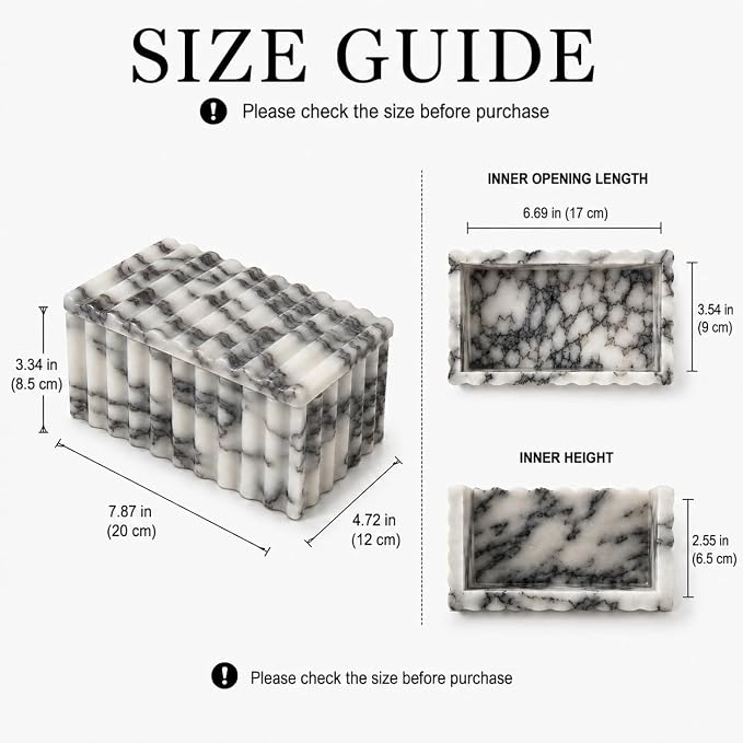 Marble Storage Box with Lid, White Purple Wave Organizer | Lidded design, wave texture, purple-gray veining varies, accessories not included