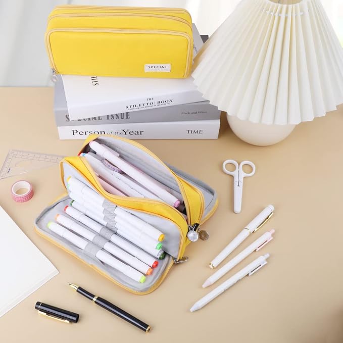 iSuperb Large Pencil Case 3 Compartments Pencil Pouch Big Capacity Pencil Bag for Kids Teen Girls Boys Student School Supplies Oxford Organizer Pen Bag Cosmetic Makeup Pouch
